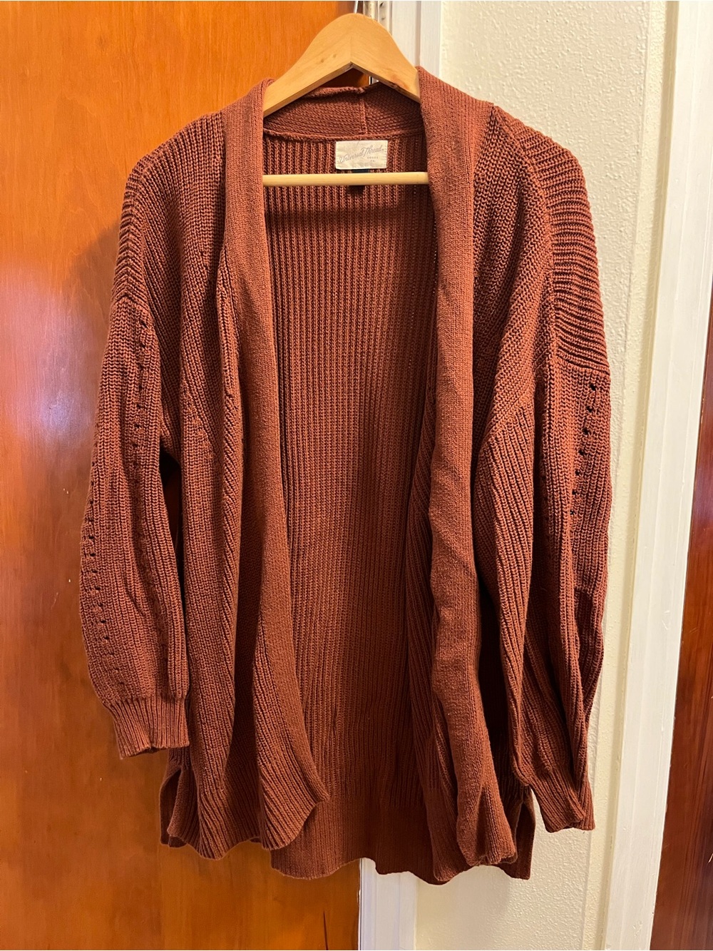 Universal Thread Brick Brown Open-Front Knit Cardigan